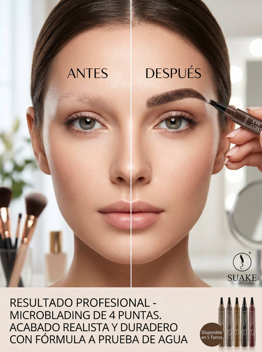 Lápiz de Cejas Microblading 4 Puntas — Efecto Natural Waterproof