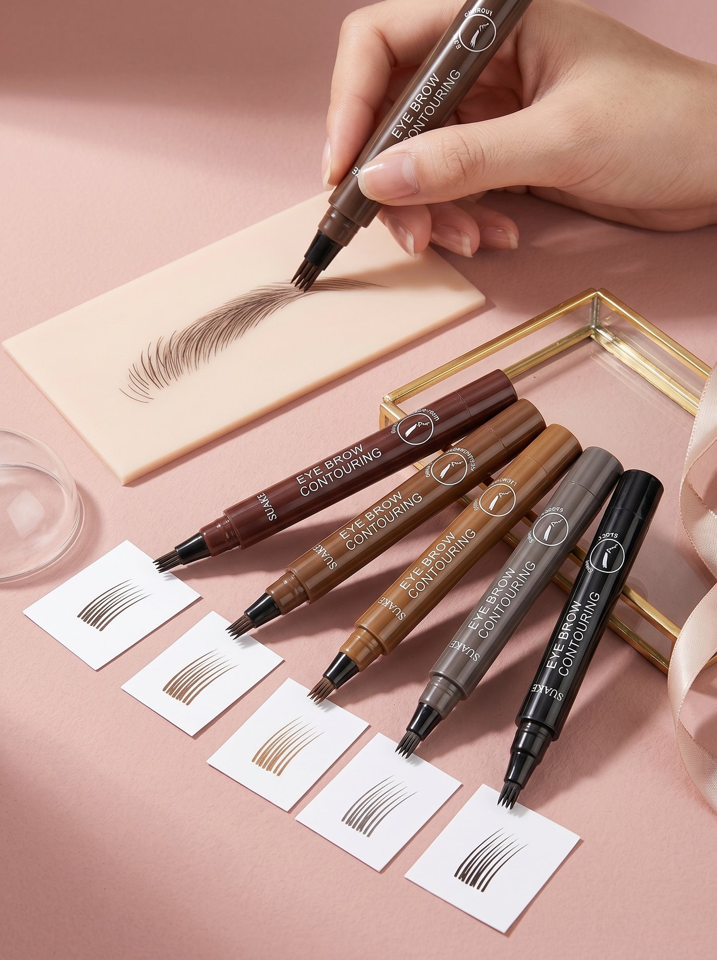 Lápiz de Cejas Microblading 4 Puntas — Efecto Natural Waterproof