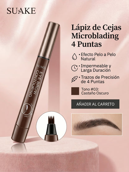 Lápiz de Cejas Microblading 4 Puntas — Efecto Natural Waterproof