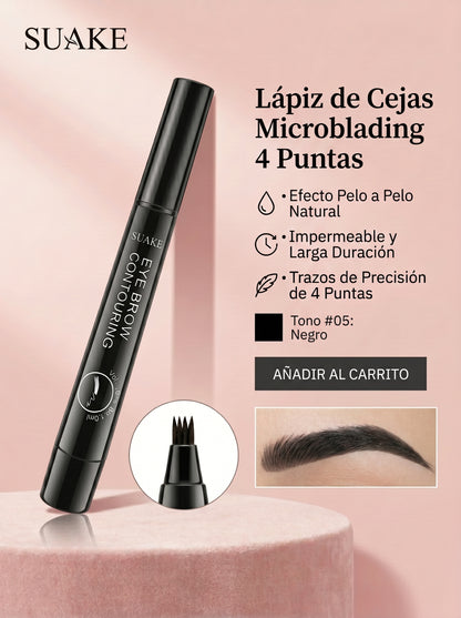 Lápiz de Cejas Microblading 4 Puntas — Efecto Natural Waterproof