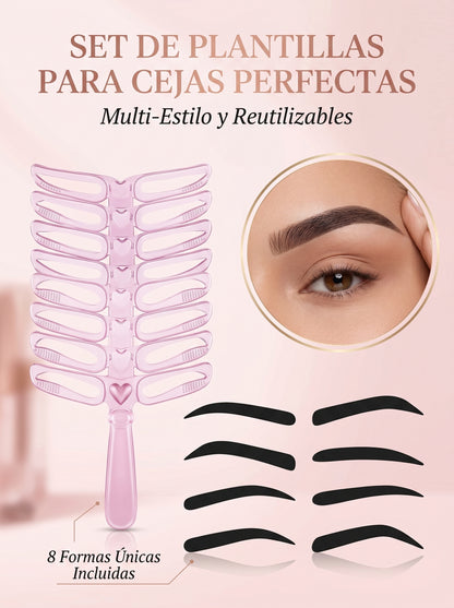 Kit de Plantillas para Cejas 8 en 1 — Forma Perfecta en Segundos